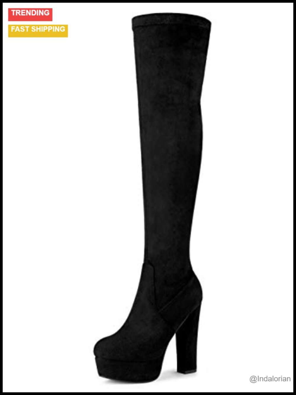 Faux Suede Over Knee Platform Block Heel Boots